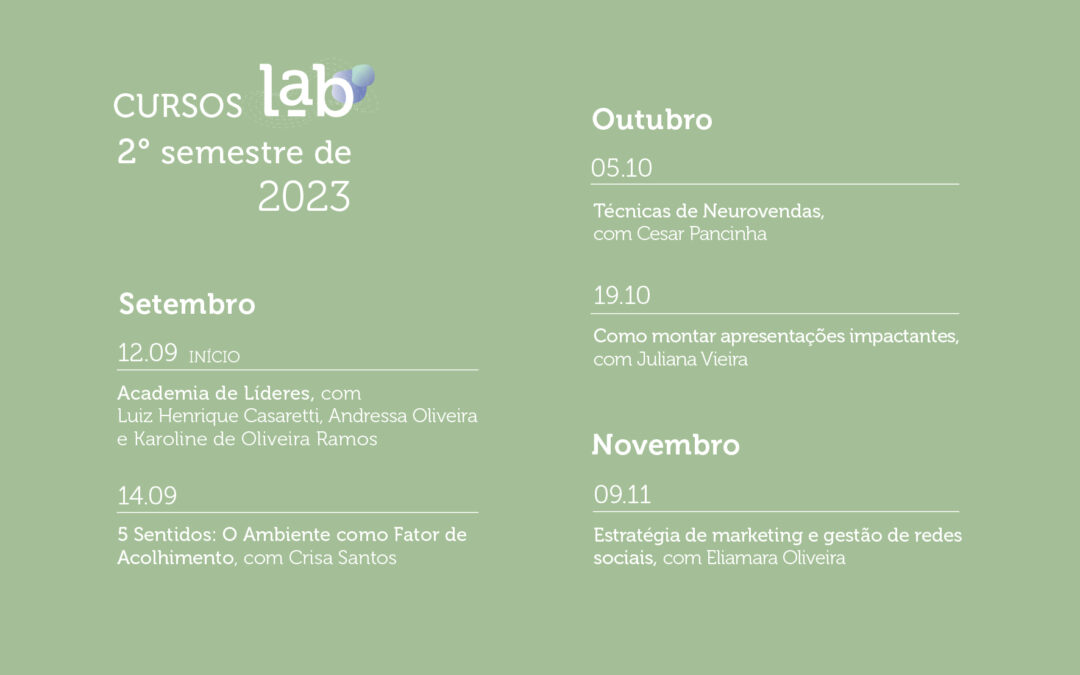 Veja a programação do segundo semestre do nosso LAB ACEMBRA SINCEP